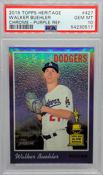 2019 TOPPS HERITAGE #427 WALKER BUEHLER CHROME-PURPLE REF. PSA 10