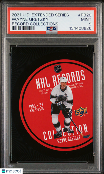 2021-22 Upper Deck Extended Series Record Collections Wayne Gretzky #RB20 Short Print Insert PSA 9