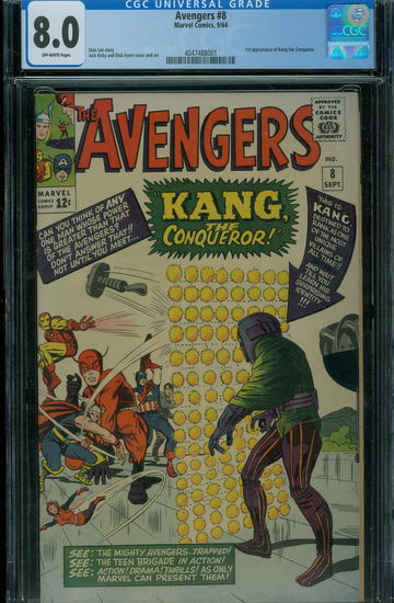 Avengers #8 CGC 8.0 Universal Offwhite Pages 1st app. Kang the Conqueror