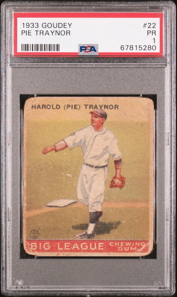 1933 Goudey Harold “Pie” Traynor PSA 1 HOF Rookie