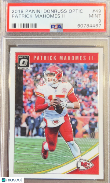 Graded 2018 Panini Donruss Optic Patrick Mahomes II #49 PSA 9 Football Card
