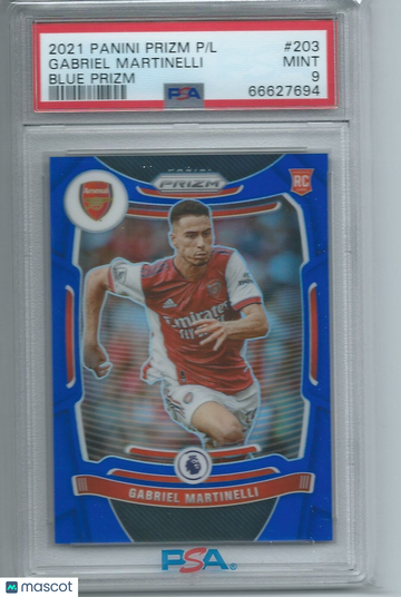 2021 Panini Prizm Premier League Gabriel Martinelli #203 Blue PSA 10
