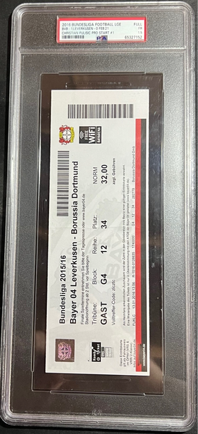 2016 Bundesliga BVB vs Leverkusen  Christian Pulisic 1st Pro Start PSA 1.5
