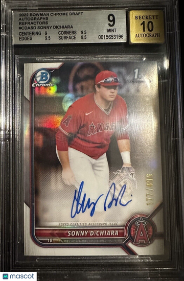 Sonny Dichiara 2022 Bowman 1st Draft Chrome Refractor Auto #/499 Angels BGS 9/10