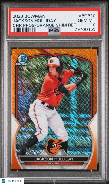 2023 Bowman Chrome Jackson Holliday #BCP-20 Orange Shimmer / Refractor Rookie PSA 10