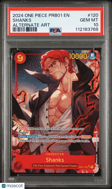 2024 One Piece Prb01-Premium Booster -One Piece Card The Best- Shanks Alternate Art PSA 10 #120