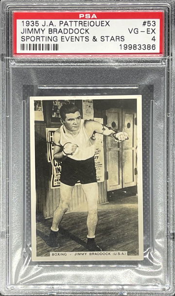 1935 J.A. Pattreiouex Sporting Events & Stars #53 Jimmy Braddock PSA 4