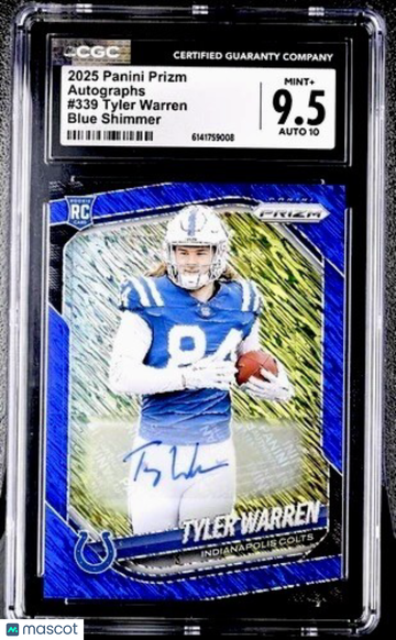 2025 Panini Prizm Tyler Warren #339 Blue Shimmer Prizm Parallel/Variety Rookie Base Set 9.5 Panini Authentic