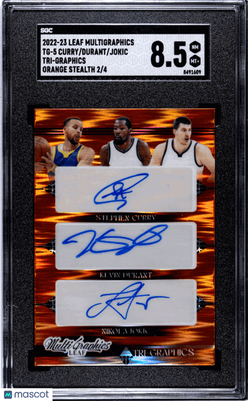 2022 Leaf Multigraphics Kevin Durant Stephen Curry Nikola Jokić #TG-5 Orange Stealth SGC 8.5 Leaf