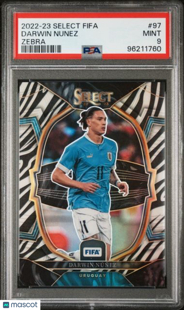 2022 Panini Select FIFA Darwin Nunez #97 Zebra PSA 9