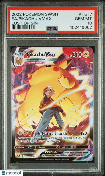 2022 Pokemon Sword & Shield Lost Origin Pikachu VMAX Fa Lost Origin PSA 10 #TG17