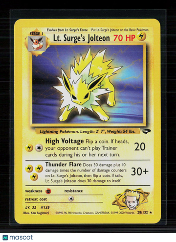 2000 Gym Heroes LT. Surge's Jolteon Rare #28/132