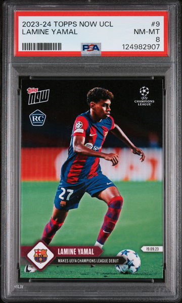 2023 Topps Now UEFA Champions League Lamine Yamal #9 /21029 PSA 8