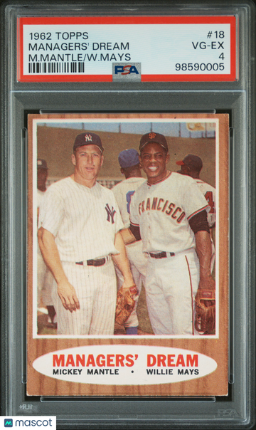 1962 Topps Managers' Dream #18 M. Mantle W. Mays PSA 4
