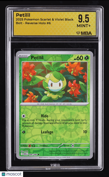 2025 Pokemon Scarlet & Violet Black Bolt Petilil Reverse Holo MBA 9.5 #6