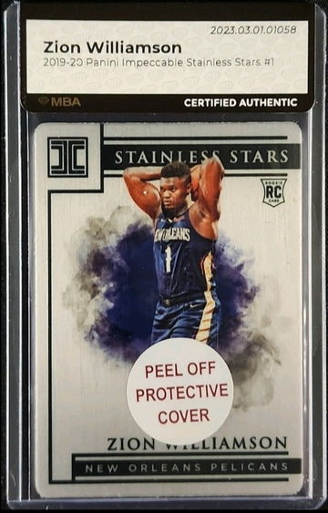 2019 PANINI IMPECCABLE STAINLESS STARS ZION WILLIAMSON ROOKIE /99 MBA CERTIFIED AUTHENTIC 