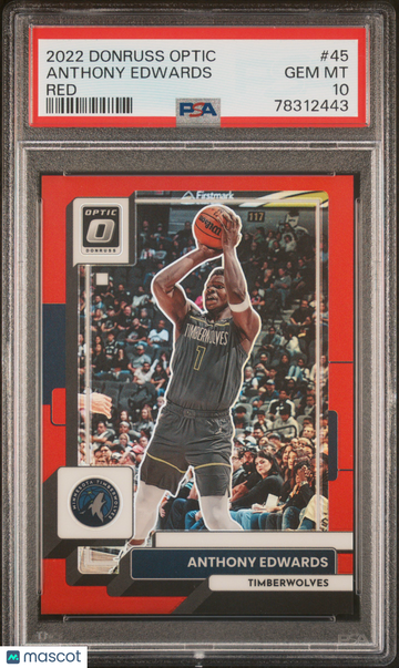 2022 Panini Donruss Optic Anthony Edwards #45 Red PSA 10