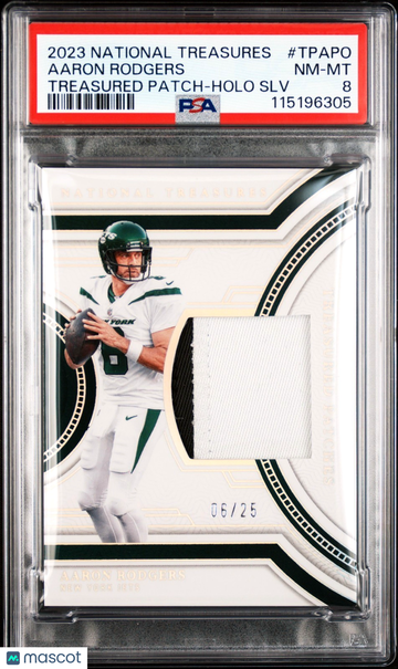 Graded PSA 8 Aaron Rodgers Auto 2022 Panini National Treasures TRH-AR0 Holo Silver Football Card
