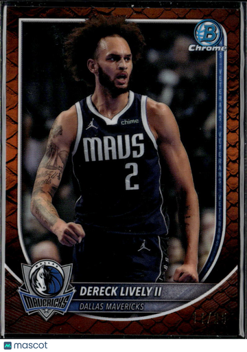 Dereck Lively II 2025 Topps Bowman Chrome University Orange Snakeskin /16 Dallas Mavericks