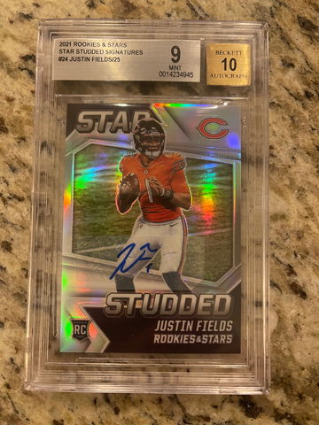 2021 Rookies Stars Justin Fields RC Auto BGS 9 10 13/25 SSP