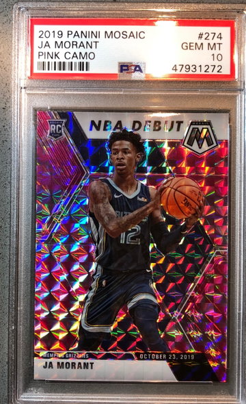 2019-20 Panini Mosaic JA Morant Debut Pink Camo PSA 10