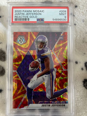 2020 Justin Jefferson Mosaic Reactive Gold PSA 9
