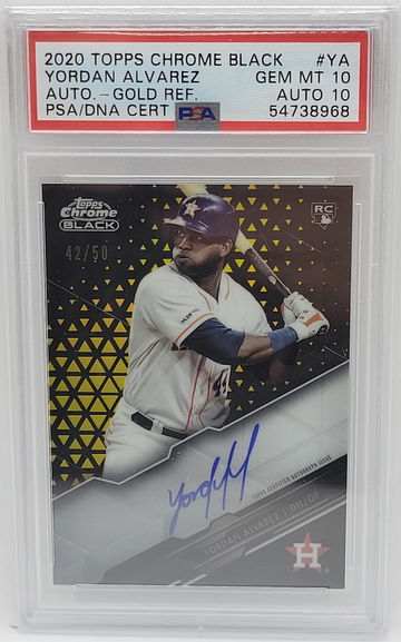 2020 Topps Chrome Black #YA Yordan Alvarez Gold Refractor Autograph GEM PSA 10 Auto 10 