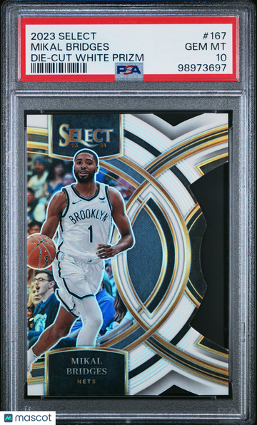 2023 Panini Select Mikal Bridges #167 Die Cut White Prizm PSA 10
