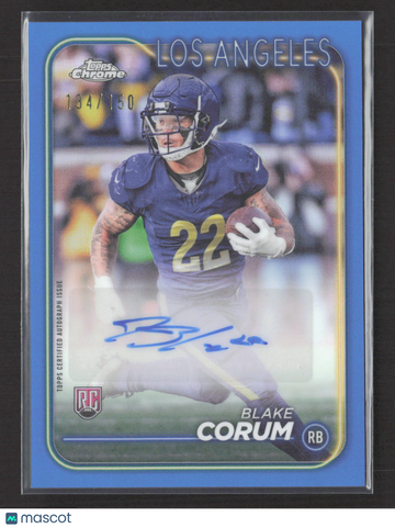 2024 Topps Chrome Blake Corum #RA-BCO Blue Refractor RC 134/150 Auto