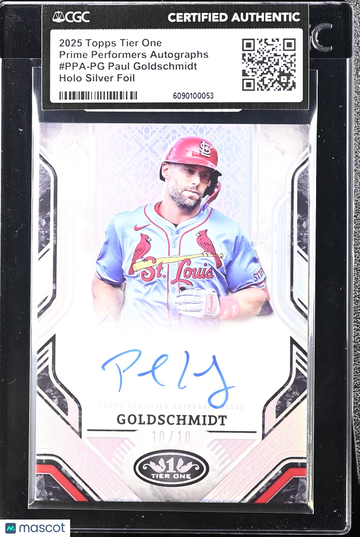 2025 Topps Tier One Paul Goldschmidt #PPA-PG Holo Silver Foil /10 Prime Performers Autographs CGC Authentic