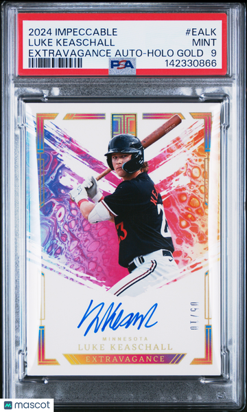 2024 Panini Impeccable Extravagance Autographs Luke Keaschall #EALK Holo Gold /10 PSA 9