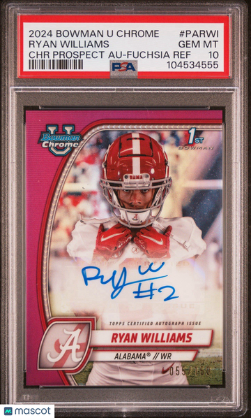 2024 Bowman Chrome Ryan Williams #PA-RWI Fuchsia Refractor /150 PSA 10 Topps