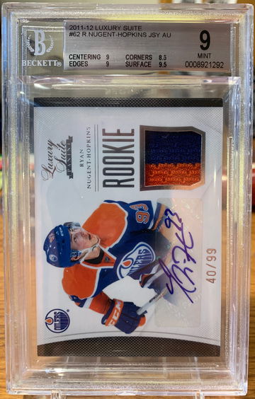 2011/12 Panini Luxury Suite #62 Ryan Nugent Hopkins Jersey Autograph Rookie /99 BGS 9