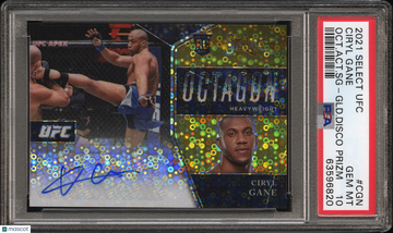 2021 Panini Select UFC Octagon Action Signatures Ciryl Gane #CGN Oct. Act. SG GLD. Disco Prizm PSA 10