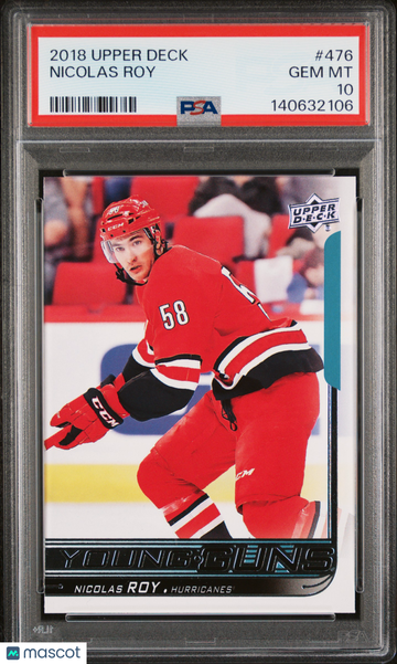 2018-19 Upper Deck Nicolas Roy #476 Young Guns Rookie PSA 10