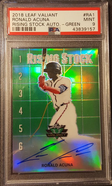 2018 Leaf Valiant Green */99 Rookie Ronald Acuna Jr. PSA 9 Auto