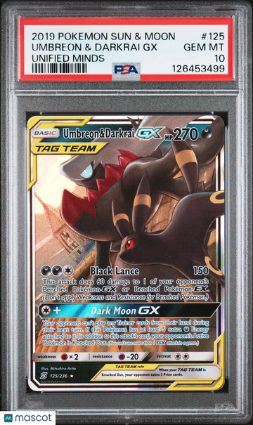 2019 Pokemon Sun & Moon Unified Minds Umbreon & Darkrai GX Unified Minds PSA 10 #125