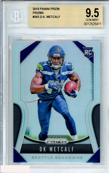 2019 PANINI PRIZM DK METCALF #343 SILVER PRIZM ROOKIE RC BGS 9.5 GEM MINT