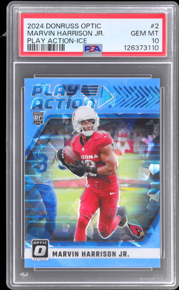 2024 Donruss Optic Marvin Harrison Jr Play Action Ice PSA 10