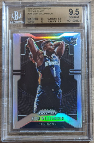 2019-20 Panini Prizm Zion Williamson Silver BGS 9.5 Gem Mint+ Rookie Card #248