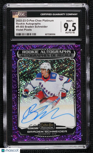 2022-23 O-Pee-Chee Platinum - Rookie Autographs - Violet Pixels Braden Schneider #R-BS Violet Pixels /99 Rookie Autograp