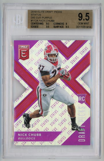 2018 Elite Draft Picks Status Die Cut Purple /99 Nick Chubb BGS 9.5