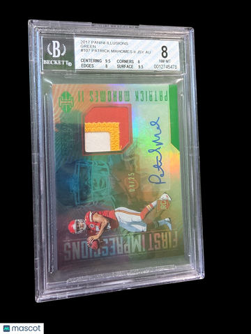2017 Panini Illusions Green Patrick Mahomes II JSY #107 BGS 8 Auto 10