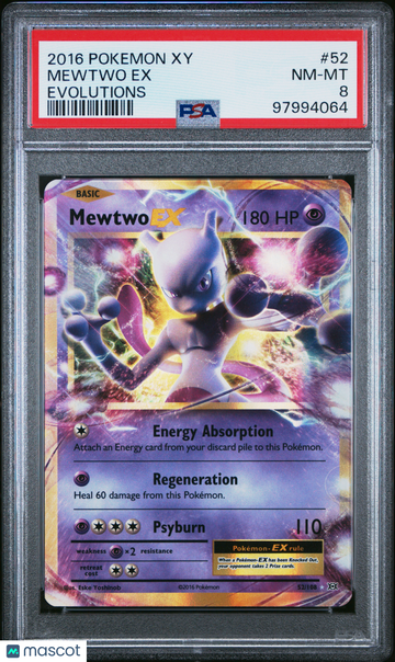 2016 Pokemon Xy Evolutions Mewtwo EX Evolutions PSA 8 #52