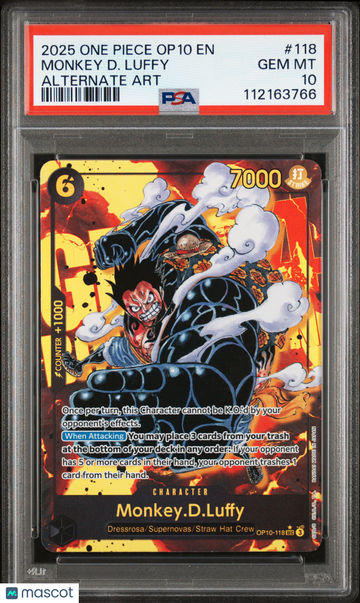 2025 One Piece Op10-Royal Blood Monkey D. Luffy Alternate Art PSA 10 #118