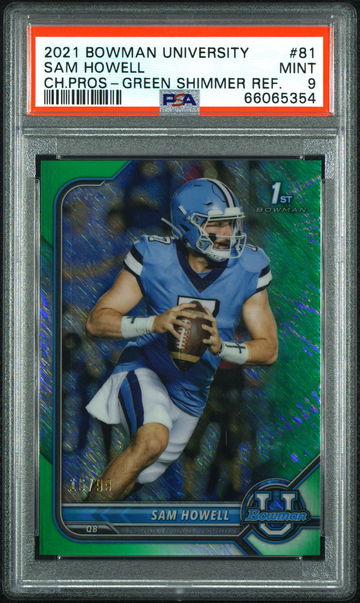 2021 Bowman Green Shimmer Sam Howell #81 /99 PSA 9