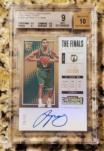 2017-18 Panini Contenders Jayson Tatum THE FINALS Ticket /49 BGS 9 Auto 10