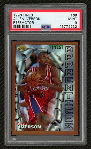1996 Allen Iverson Topps Finest Refractor Rookie #69 PSA 9 Mint