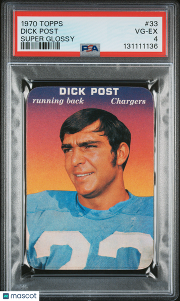1970 Topps Super Glossy Dick Post #33 PSA 4