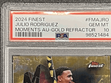 2024 Topps Finest Julio Rodriguez #FMA-JRO Gold Refractor Autograph Chrome Parallel/Variety Gold Refractor Insert PSA 10
